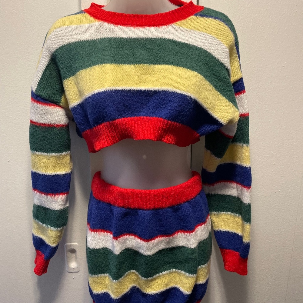 Colorful Sweater 2 Piece Skirt Set